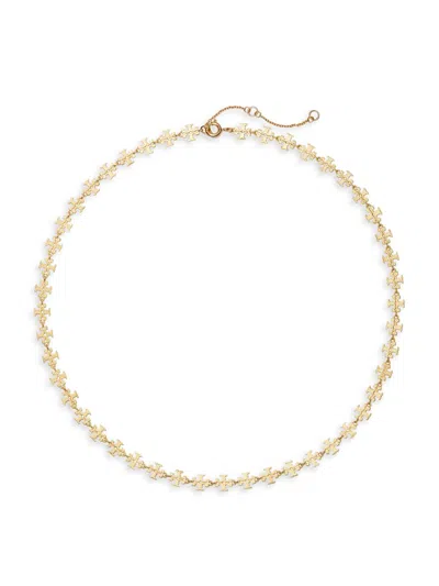 Tory Burch Women's Kira 18k-gold-plated Logo Chain Necklace In Neutral
