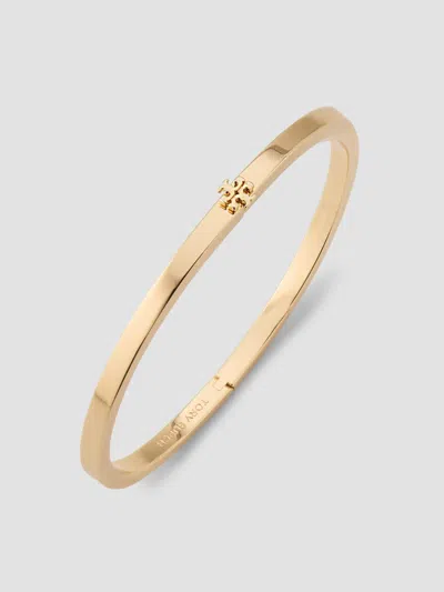 Tory Burch Women's Kira 18k-gold-plated Logo Hinged Bangle