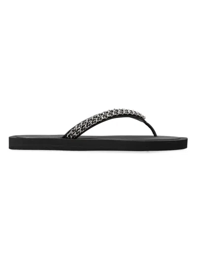 Tory Burch Kira Chain Leather Thong Sandals In Multi