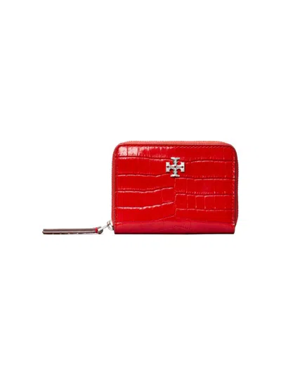 Tory Burch Women's Kira Croc-embossed Leather Wallet In Red