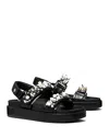 Tory Burch Kira Embellished Leather Dual-band Sport Sandals In Perfect Black