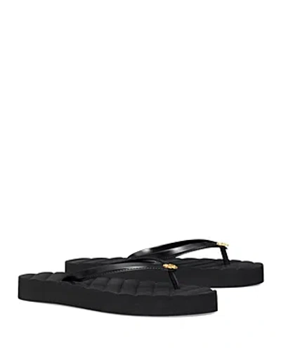 Tory Burch Kira Flip Flop In Perfect Black/black/gold