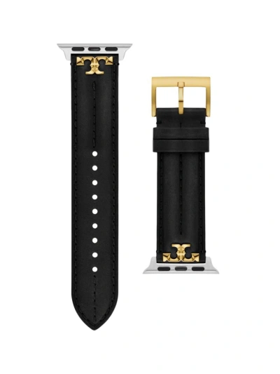 Tory Burch Women's Kira Leather Apple Watch Strap/20mm In Black