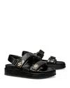 Tory Burch Kira Two Band Sport Sandals Perfect Black In Animal Print