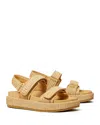 Tory Burch Raffia Kira Open Toe Textured Sole Sandals In Natural Raffia