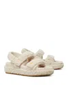 Tory Burch Shearling Double-strap Sandals Platform Sole In Taupe