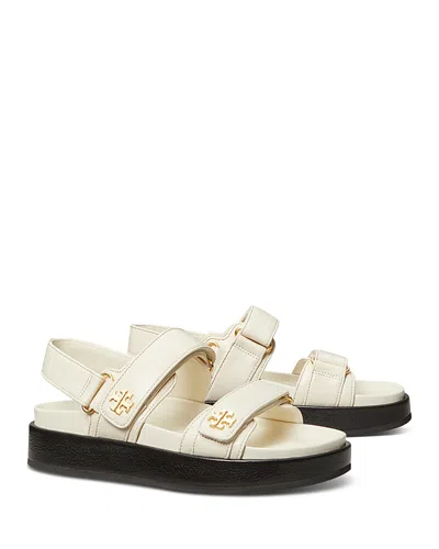 Tory Burch Black Slingback Sandals With Double Strap In White