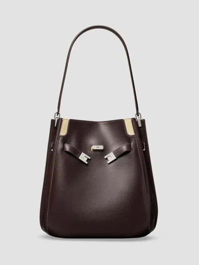 Tory Burch Lee Radziwill Leather Double Bucket Bag In Brown