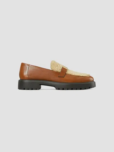 Tory Burch Women's Leelee Shearling & Leather Loafers In Brown Gold