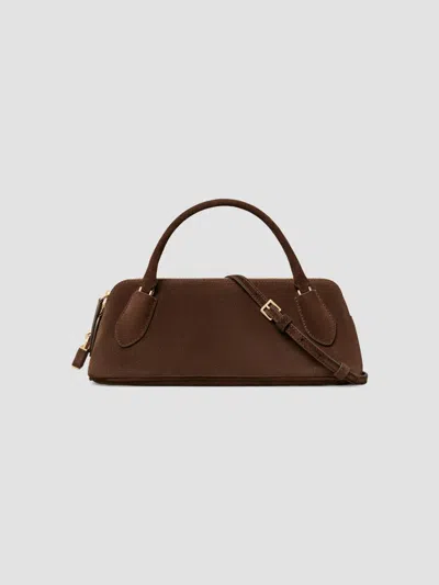 Tory Burch Women's Lock Suede Top Handle Bag In Dark Cocoa