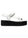 Tory Burch Mellow Metallic Leather Platform Sandals In White