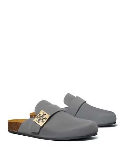 Tory Burch Women's Mellow Slip On Buckled Mule Clogs In Charcoal Gray/silver
