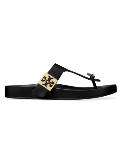 Tory Burch Mellow Thong Leather Sandals In Perfect Black