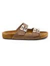 Tory Burch Women's Mellow Logo-detail Suede Sandals In Brown