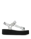 Tory Burch Mellow Metallic Leather Platform Sandals In Silver