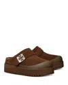 Tory Burch Mellow Genuine Shearling Lined Platform Mule In Brown