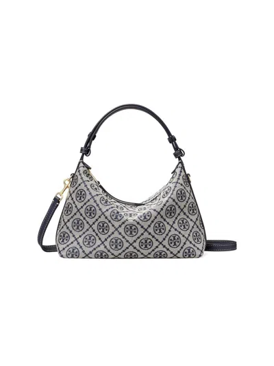Tory Burch Women's Mellow T Monogram Cotton-blend Shoulder Bag In Blue