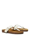 Tory Burch Mellow Leather Buckle Thong Sandals In Blanc/lilac