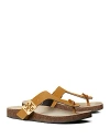 Tory Burch Mellow Leather Buckle Thong Sandals In Rhum/avola