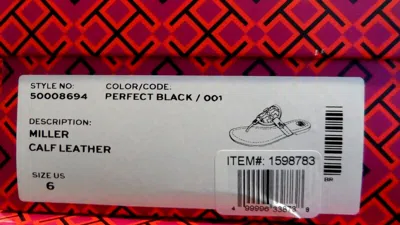 Pre-owned Tory Burch Women's Miller Calf Leather Sandal Perfect Black 001 Style 50008694