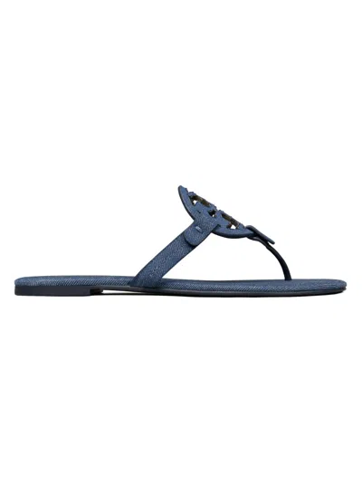 Tory Burch Women's Miller Cotton Denim Flat Sandals In Blue