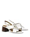 Tory Burch Miller Leather Logo Slingback Sandals In White