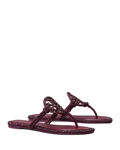 Tory Burch Women's Miller Knotted Crystal Sandal In Burgundy