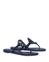 Tory Burch Miller Embellished Medallion Flat Thong Sandals In Blue