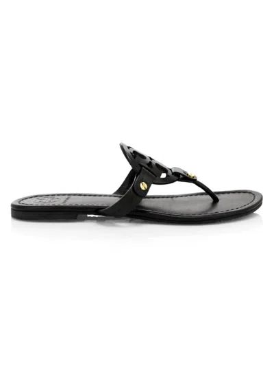 Tory Burch Miller Leather Thong Sandals In Black