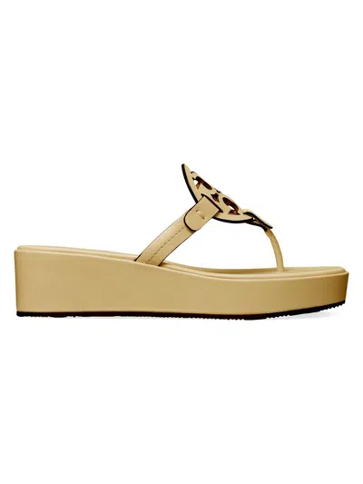 Tory Burch Women's Miller Leather Wedge Sandals In Gold