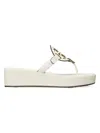 Tory Burch Miller Leather Logo Wedge Thong Sandals In Multi