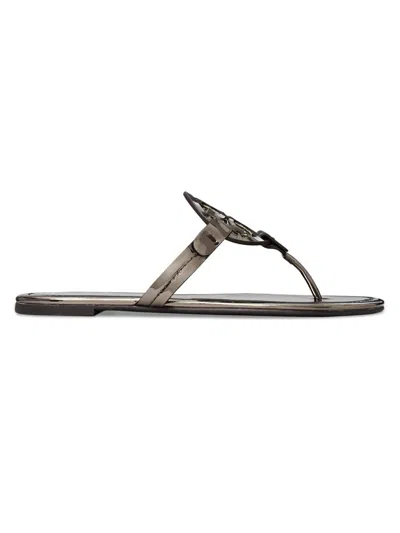 Tory Burch Glossy Patent T-strap Sandals In Black