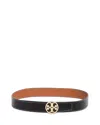 Tory Burch Women's Miller Logo Reversible Leather Belt In Black/white