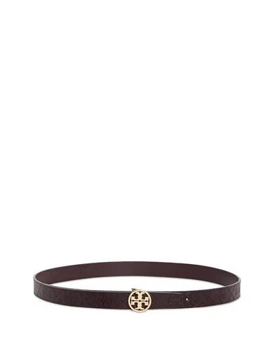 Tory Burch Women's Miller Monogram Embossed Logo Leather Belt In Maroon