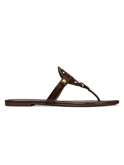 Tory Burch Women's Miller Patent Leather Thong Sandals In Brown