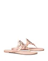 Tory Burch Miller Medallion Metallic Leather Flat Slide Sandal In Nude