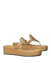 Tory Burch Women's Miller Slip On Embellished Wedge Thong Sandals In Ginger Shortbread