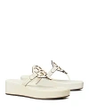 Tory Burch Women's Miller Slip On Embellished Wedge Thong Sandals In New Ivory