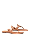Tory Burch Miller Soft Leather Thong Sandals In Tan Patent Leather