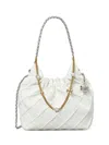Tory Burch Mini Fleming Soft Distressed Drawstring Bag In White