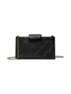 Tory Burch Fleming Mini Leather Chain Wallet In Black