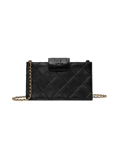 Tory Burch Women's Mini Fleming Quilted Leather Chain Wallet Bag In Black