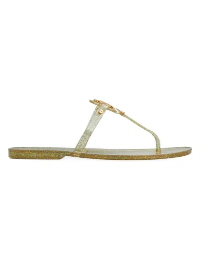 Tory Burch Women's Mini Miller Jelly Thong Sandals In Silvergold