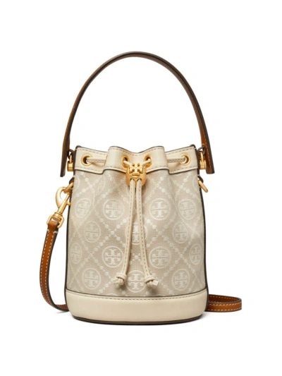 Tory Burch Women's Mini T Monogram Bucket Bag In Ivory