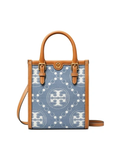 Tory Burch T Monogram Mini Jacquard Denim Tote Bag