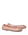 TORY BURCH WOMEN'S MINNIE DOUBLE T TRAVEL LEATHER BALLET FLATS