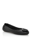 Tory Burch Logo-plaque Leather Ballerina Pumps In Perfect Black