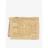 TORY BURCH TORY BURCH WOMEN'S NATURAL ELLA CROCHETED RAFFIA POUCH BAG