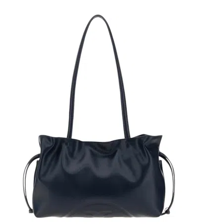 Tory Burch Ella Recycled Materials Shoulder Bag With Drawstring In Blue