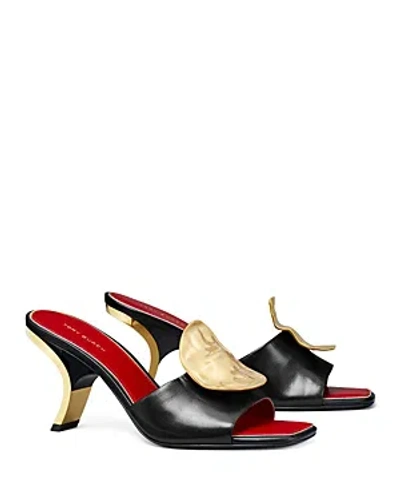 Tory Burch Patos Mismatched Heel Sandal In Perfect Black/tory Red/tory Red